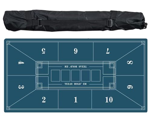 Poker-Matte Mausmatte, Gummimatte for Texas Hold'em Poker for 10 Spieler mit Tragetasche, zusammenklappbares Pokertisch-Layout for Pokerspiele(1.2 x 0.6 M) von TGDGFKIAS