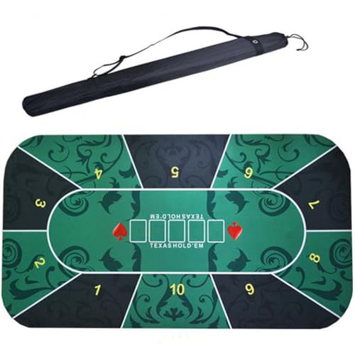 TGDGFKIAS Poker-Matte Mausmatte, Gummimatte for Texas Hold'em Poker for 8–10 Spieler, zusammenklappbares tragbares Pokertisch-Layout mit Tragetasche for Pokerspiele(1.2 x 0.6 M) von TGDGFKIAS