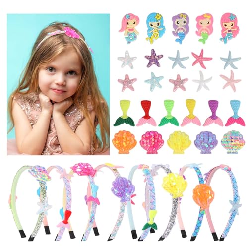 TGFIX 8Pcs Meerjungfrau Haarreifen Basteln Mädchen Meerjungfrauen Haarschmuck Bastelset 5-12 Jahre Geschenk DIY Kreativset Kinder für Kinder Geburtstag Schulanfang Geschenk 4 5 6 7 8 9 Jahre von TGFIX