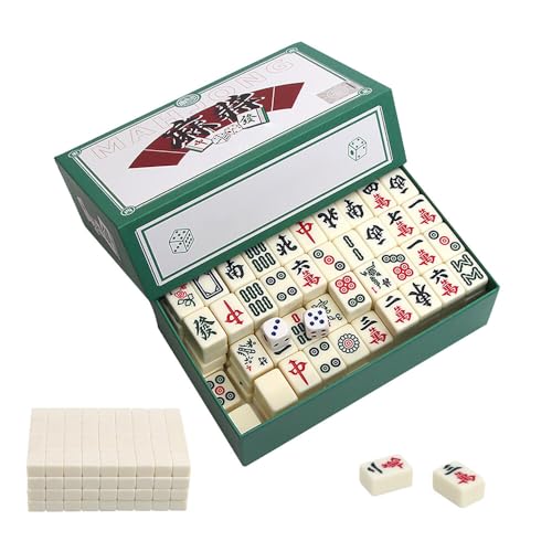 TGKYK Majongsteine Spiel, Mini Mahjong Set, Traditionelles Chinesisches Majong Spiel mit 144 Majong Spielsteine und Würfeln, Mahjong Game, Mahjong Brettspiel für Familie Reise Spiel Party Family Games von TGKYK