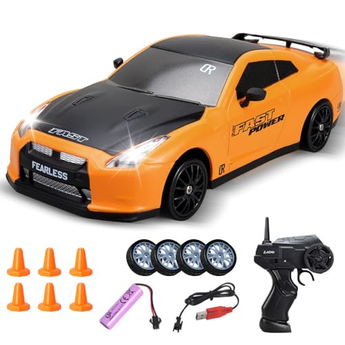 TGKYK RC Drift Car, 1:24 Ferngesteuertes Auto Erwachsene mit Beleuchtung, 30km/h, 2,4 GHz, 4WD Rennauto Ferngesteuert, Drift Auto Ferngesteuert für Kinder und Erwachsene ab 6 Jahren von TGKYK