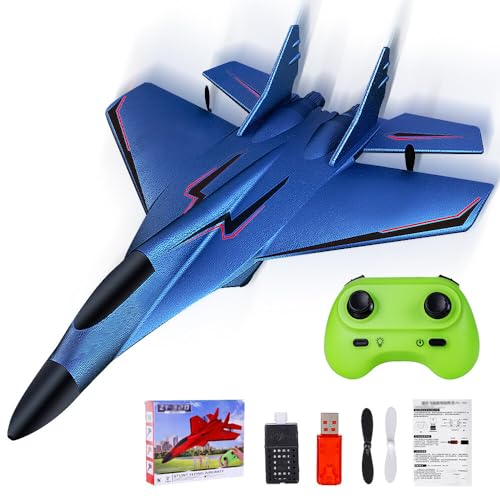 TGKYK RC Flugzeug 2CH Ferngesteuerter, 2.4Ghz Ferngesteuertes Flugzeug mit LED-Licht, Flugzeug Ferngesteuert mit Fernsteuerung, Flugzeug Spielzeug Styroporflieger, RC Flugzeuge mit USB Aufladung von TGKYK