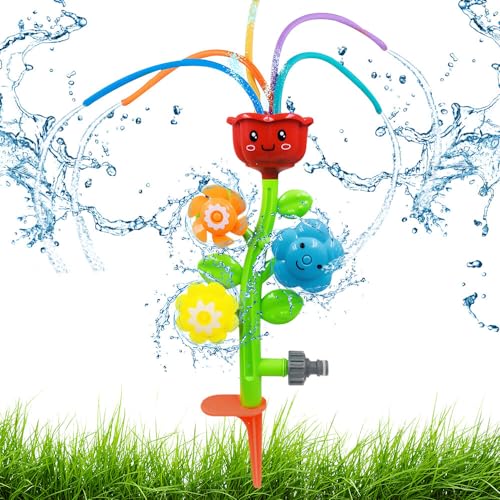 Wassersprinkler Kinder, TGKYK Wasserspielzeug Kinder Outdoor, Drehbar Wasserspiel Garten Kinder, Spaß Wasserspielzeug Garten, Kinder Wasserspielzeug Outdoor für Jungen und Mädchen ab 3 Jahren von TGKYK