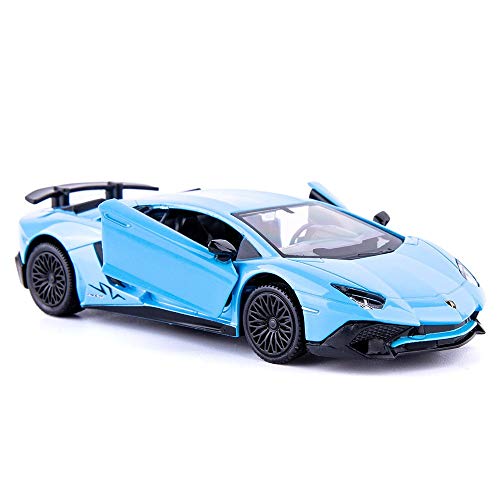 TGRCM-CZ 1/36 Skala Lamborghini Aventador LP700-4 Casting Car Modell, Zink Legierung Spielzeugauto für Kinder, Pull Back Fahrzeuge Spielzeugauto für Kleinkinder Kinder Jungen Mädchen Geschenk (Blau) von TGRCM-CZ