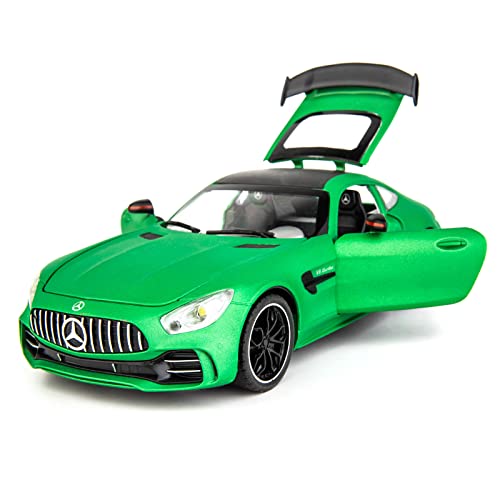 TGRCM-CZ 1/24 Benz AMG GTR Spielzeugautos, Modellauto, Zinklegierung, Rückzieh-Spielzeugauto mit Sound und Licht, für Kinder, Jungen, Mädchen, Geschenk (grün) von TGRCM-CZ