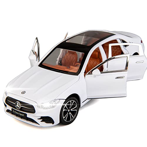 TGRCM-CZ 1/24 Benz E300 Modellauto, Zinklegierung, Rückziehspielzeug, Druckguss-Spielzeugautos mit Sound und Licht, für Kinder, Jungen, Mädchen, Geschenk (weiß) von TGRCM-CZ