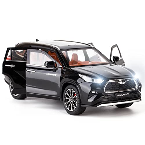 TGRCM-CZ 1/24 Highlander Modell Auto, Zinklegierung Pull Zurück Spielzeug Auto mit Sound und Licht für Kinder Junge Mädchen Geschenk (Schwarz) von TGRCM-CZ