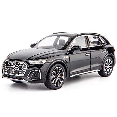 TGRCM-CZ 1:24 Maßstab Audi Q5 SUV Modellauto, Zinklegierung, Rückzieh-Spielzeugauto mit Sound und Licht, für Kinder, Jungen, Mädchen, Geschenk (schwarz) von TGRCM-CZ