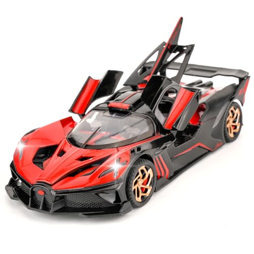 TGRCM-CZ 1/32 Bugatti Bolide Sport Modell Auto, Zink Legierung Pull Back Spielzeug Auto mit Ton und Licht für Kinder Jungen Mädchen Geschenk (rot) von TGRCM-CZ