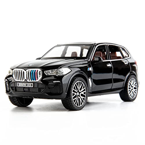 TGRCM-CZ 1/32 Kompatibel für BMW X5 SUV Modellauto Spielzeug, Druckguss Legierung Pull Back Auto Modell mit Licht und Sound Spielzeugfahrzeuge für Kinder Schwarz von TGRCM-CZ