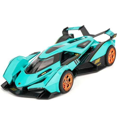 TGRCM-CZ 1/32 Lamborghini V12 Vision GT Modellauto, Zink Legierung Pull Back Spielzeugauto mit Ton und Licht für Kinder Jungen Mädchen Geschenk (Blau) von TGRCM-CZ