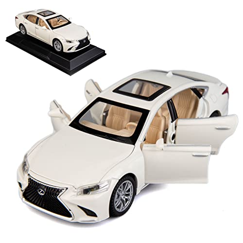 TGRCM-CZ 1/32 kompatibel mit Lexus Ls500h Modellauto, Zinklegierung, Rückzieh-Spielzeugauto mit Sound und Licht, für Kinder, Jungen, Mädchen, Geschenk (weiß) von TGRCM-CZ