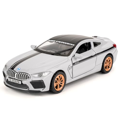 TGRCM-CZ 1/36 BMW M8 Modellauto, Zink Legierung Pull Back Spielzeugauto mit Ton und Licht für Kinder Jungen Mädchen Geschenk (Grau) von TGRCM-CZ