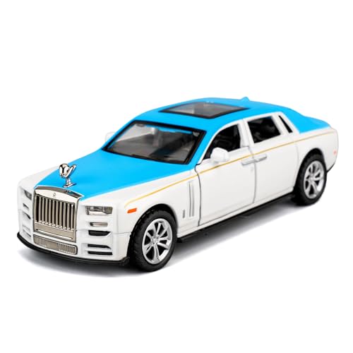 TGRCM-CZ 1/36 Rolls-Royce Phantom Modell Auto, Zink Legierung Pull Back Spielzeugauto mit Ton und Licht für Kinder Jungen Mädchen Geschenk (Blau) von TGRCM-CZ