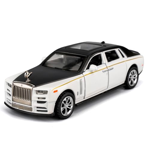 TGRCM-CZ 1/36 Rolls-Royce Phantom Modell Auto, Zink Legierung Pull Back Spielzeugauto mit Ton und Licht für Kinder Jungen Mädchen Geschenk (weiß) von TGRCM-CZ