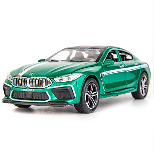 TGRCM-CZ 1/32 BMW M8 Modellauto-Spielzeug, Zinklegierung, Spielzeugauto mit Sound und Licht für Kinder, Jungen, Mädchen, Geschenk (grün) von TGRCM-CZ