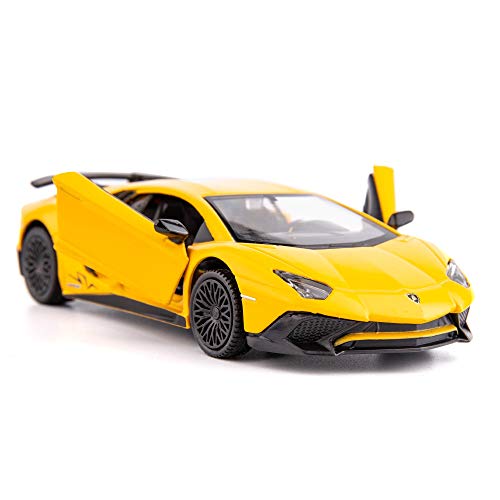 TGRCM-CZ 1/36 Skala Lamborghini Aventador LP700-4 Casting Car Modell, Zink Legierung Spielzeugauto für Kinder, Pull Back Fahrzeuge Spielzeugauto für Kleinkinder Kinder Jungen Mädchen Geschenk (Gelb) von TGRCM-CZ