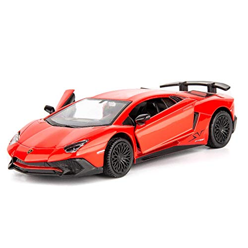 TGRCM-CZ 1/36 Skala Lamborghini Aventador LP700-4 Casting Car Modell, Zink Legierung Spielzeugauto für Kinder, Pull Back Fahrzeuge Spielzeugauto für Kleinkinder Kinder Jungen Mädchen Geschenk (Rot) von TGRCM-CZ