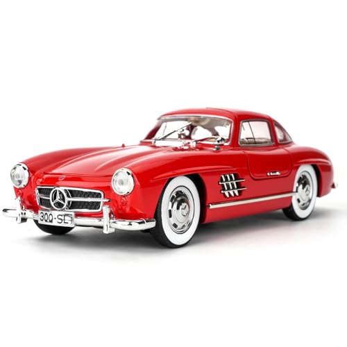 TGRCM-CZ Benz 300 SL Classic Cars Modell Auto, Zink Legierung Pull Back Spielzeugauto mit Ton und Licht für Kinder Jungen Mädchen Geschenk (Rot) von TGRCM-CZ