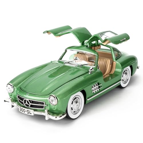 TGRCM-CZ Benz 300 SL Classic Cars Modell Auto, Zink Legierung Pull Back Spielzeugauto mit Ton und Licht für Kinder Jungen Mädchen Geschenk (grün) von TGRCM-CZ