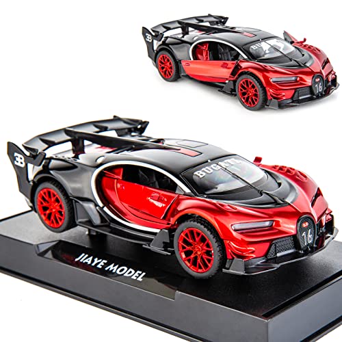 TGRCM-CZ Bugatti Vision GT Supercar 1/32 Zinklegierung Druckguss Pull Back Auto Modell Spielzeug Sound und Licht für Junge Mädchen Geschenk (Rot) von TGRCM-CZ