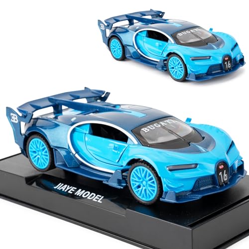 TGRCM-CZ Bugatti Vision GT Supercar 1/32 Zinklegierung Druckguss Pull Back Auto Modell Spielzeug Sound und Licht für Junge Mädchen Geschenk (Blau) von TGRCM-CZ