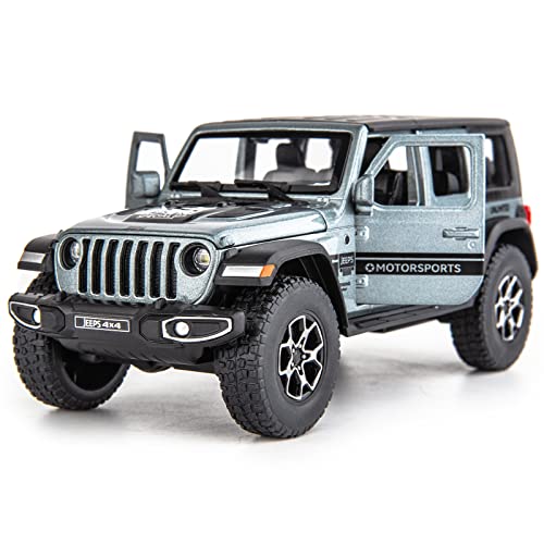 TGRCM-CZ 7 Tür Wrangler Spielzeugauto 1/32 Druckguss Pull Back Modell Auto mit Ton und Licht Spielzeug Fahrzeug für Mädchen Jungen Festival Geschenk Grau Auto von TGRCM-CZ