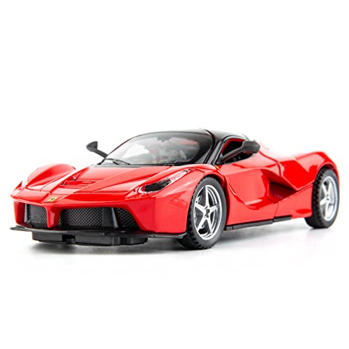 TGRCM-CZ Kompatibel für 1:32 Ferrari Auto Modell Pull Back Auto Spielzeugauto Rot mit Sound und Licht für Kinder, Zinklegierung Karosserie Rot von TGRCM-CZ