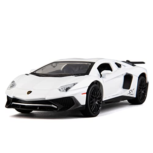 TGRCM-CZ Kompatibel mit 1:32 Lamborghini LP750 Modell-Rückziehauto, Spielzeugauto mit Sound und Licht, für Kinder, Jungen, Mädchen, Metallkörper, Tür geöffnet, Weiß von TGRCM-CZ