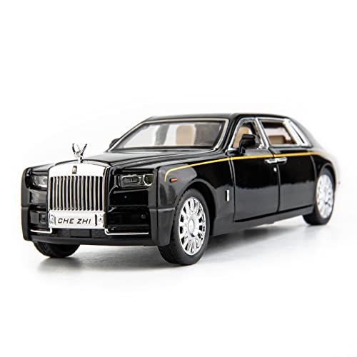 TGRCM-CZ Kompatibel für 1/32 Rolls-Royce Phantom Modellauto Spielzeugauto mit Sound und Licht für Kinder Junge Mädchen, Metallkarosserie-Tür geöffnet Schwarz von TGRCM-CZ