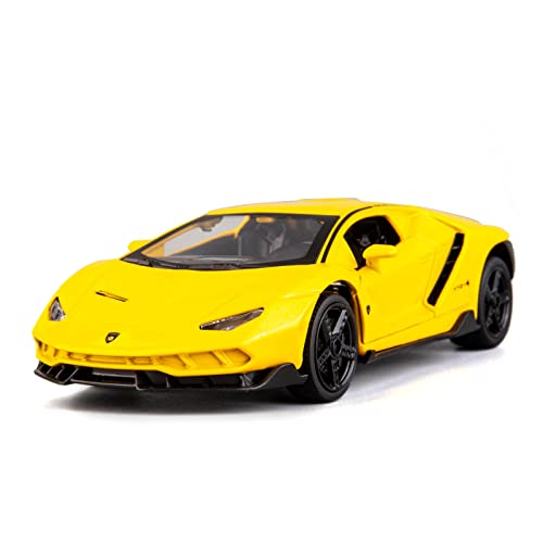 TGRCM-CZ 1/32 Lamborghini LP770 Modell-Rückziehauto, Zinklegierung Spielzeug Auto für Kinder, Ziehen Sie zurück Fahrzeuge Spielzeug Auto für Kleinkinder Kinder Jungen Mädchen Geschenk (Gelb) von TGRCM-CZ