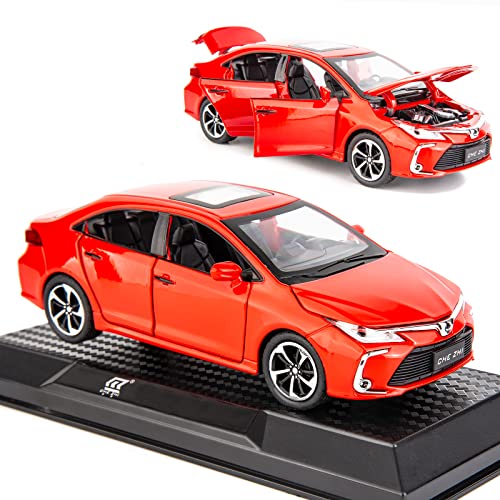 TGRCM-CZ Kompatibel für 1:32 Toyota Corolla Modellauto, Zinklegierung Pull Back Spielzeugauto mit Sound und Licht für Kinder Junge Mädchen (rot) von TGRCM-CZ