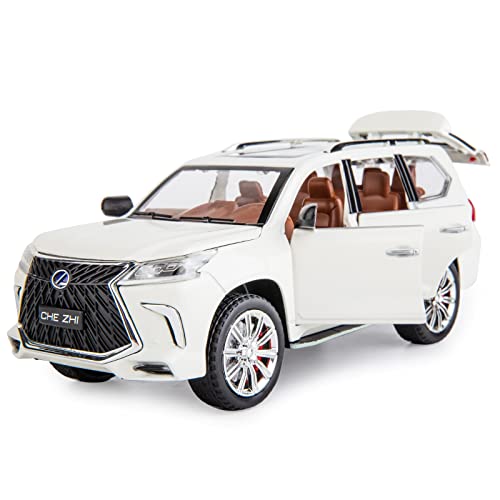 TGRCM-CZ Lexus 570 Geländewagen im Luxus-SV-Modellauto, Zinklegierung, zurückziehbares Spielzeugauto mit Sound und Licht, für Kinder, Jungen, Mädchen, Geschenk (weiß) von TGRCM-CZ