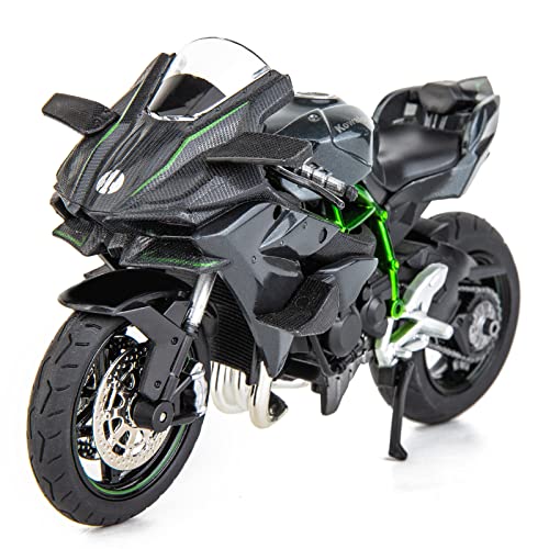 TGRCM-CZ kompatibel für 1:12 Kawasaki Ninja H2R Motorrad Modell, DieCast Modell Motorrad, Aufhängung und freie Rolle, Spielzeugauto, Motorrad Sammlung, Geschenk schwarz von TGRCM-CZ