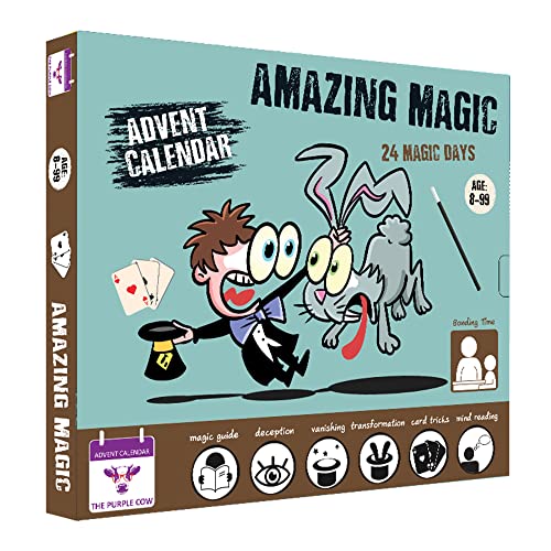 Adventskalender 2024 Amazing Magic 2024 Cool & Easy to Learn Magic Tricks Kommt mit einem Schritt-für-Schritt-Bild + Videoanleitung Für Kinder ab 8 Jahren Das perfekte Zauberer-Starter-Set. von THE PURPLE COW ADVENT CALENDAR