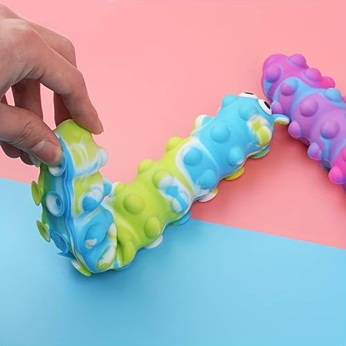 Spielzeug für Kinder/Fidget Pop N' Stick Chenille mit Saugnäpfen, Maße: 26 x 5 x 5 cm (MOD2-BLAU) von THE REPLICANT