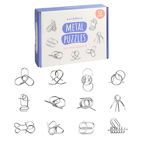 THE TWIDDLERS - 12 Stück Metalldraht IQ Brain Teaser Mind Puzzles, Multipack Mini Schule Geschenk Spielzeug und Party Bag Fillers für Kinder, Erwachsene Weihnachten Cracker Party Favours von THE TWIDDLERS