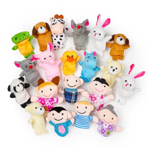 THE TWIDDLERS 20 Stück Plüsch Fingerpuppen, Tiere & Familienfiguren - Super Weich - Geschenk für Babys & Kleinkinder, Perfekt für Partygeschenke Mitgebsel von THE TWIDDLERS