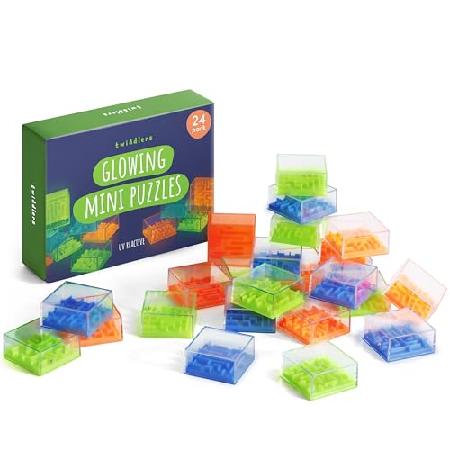 THE TWIDDLERS - 24 Mini-Labyrinth Würfel, Glow In The Dark, Brain Teaser Herausforderung, Verschiedene Schwierigkeitsgrade - Perfekte Party Tasche Geschenke, Stocking Fillers, Classroom Belohnungen von THE TWIDDLERS