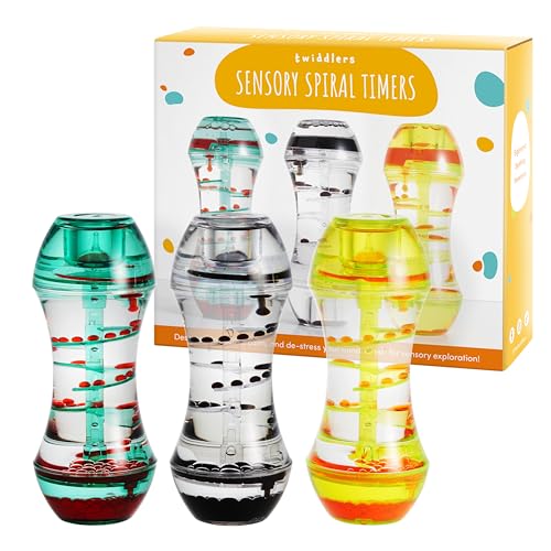 THE TWIDDLERS 3 Liquid Timer Sanduhren (15cm, 3 Farben) - Beruhigende, Fließende Tropfen - Geschenk/Spielzeug zur Stressreduzierung für Kinder & Erwachsene von THE TWIDDLERS