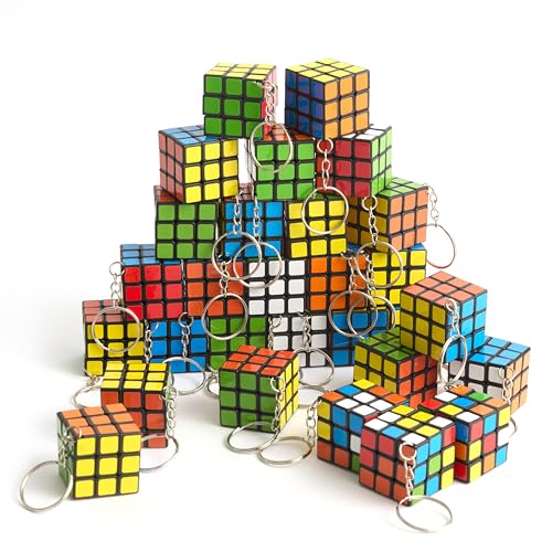 THE TWIDDLERS - 30 Mini-Schlüsselanhänger Puzzle Speed Cube Fidget Toys, 3x3 - Perfekt als Partytütenfüller für Kinder, Schlüsselanhänger Brain Teasers Multipack Klassenzimmer Belohnungen Preise - 3cm von THE TWIDDLERS