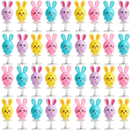 THE TWIDDLERS - 36 Bunny Spring Jump Up Pop Up Toys für Kinder, 6cm - Bunny Rabbit Birthday Easter Party Favours, Multipack Goody Bag Fillers and Jumping Toy Gift Set, Classroom Prizes von THE TWIDDLERS