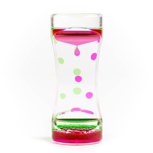 THE TWIDDLERS - Rosa & grüne Flüssigkeit Bewegung Timer Sensory Timer Sanduhr, 14cm - Kinder Wasser Blase Lava Lampe beruhigende sensorische Spielzeug für Autismus, Stressabbau, Entspannung, ADHS von THE TWIDDLERS