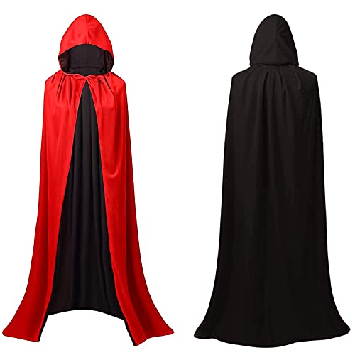 THEXIU Halloween Kostüm Frauen und Männer Zauberer Cape 150CM, Hexenumhang mit Hut, Hexenkostüm Zauberermantel für Frauen und Männer Halloween Party Cosplay von THEXIU