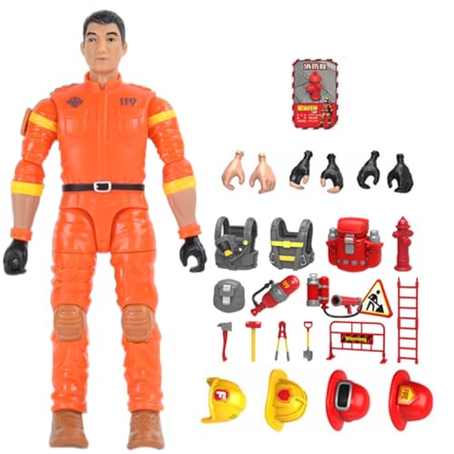 Modell Feuerwehrmann Mann Modell Figur Spielzeug Kunststoff Action Figur Spielzeug mit Zubehör Kinder Rollenspiel Figur von THINCAN