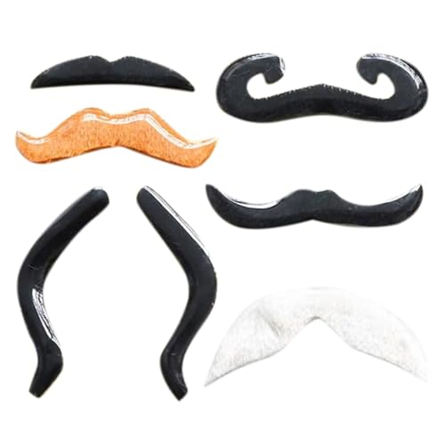 THINCAN 1-48Pcs Fake Beards Mustache Set, White Black Redness Green Blue Mustaches Self Adhesive Mustaches for Women Men Cosplay von THINCAN