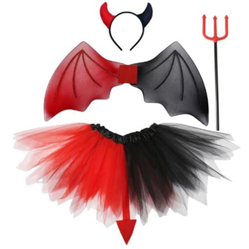 THINCAN Devil Cosplay Set Rainbow Color Princess Costumes Includes Skirt, Wing, Wand von THINCAN