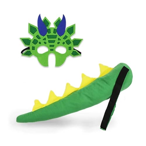 THINCAN Dinosaurier-Masken mit Drachenschwanz für Jungen und Mädchen, Halloween, Cosplay, Requisiten, Partygeschenke von THINCAN