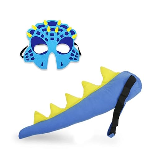 THINCAN Dinosaurier-Masken mit Drachenschwanz für Jungen und Mädchen, Halloween, Cosplay, Requisiten, Partygeschenke von THINCAN