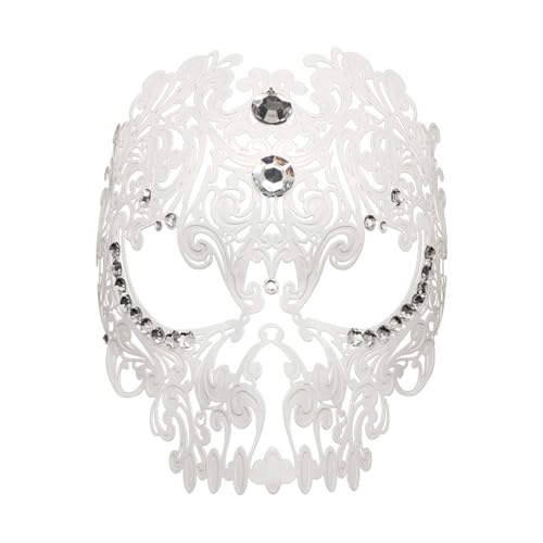 THINCAN Elegante Vollgesichtsmaske Aus Metall Mit Juwelen. Vollgesichtsmaske Aus Metall Mit Diamantverzierung Für Halloween Und Maskeraden von THINCAN